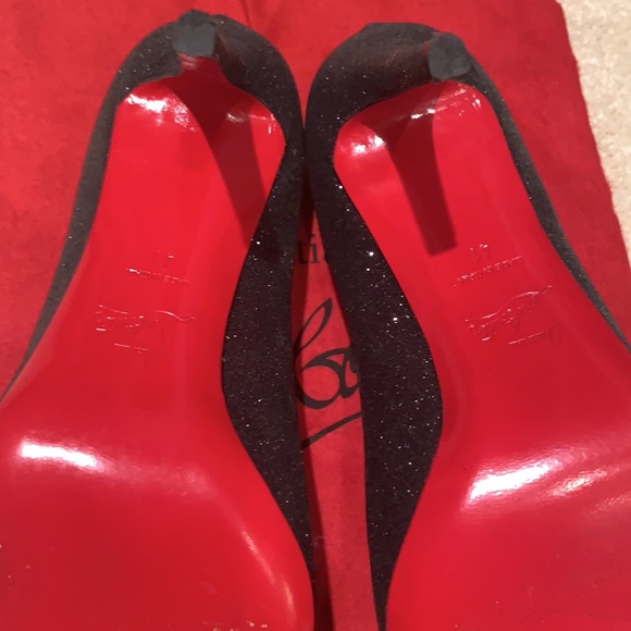 Christian Louboutin Glitter Simple Pumps Black 85mm - Picture 6 of 14